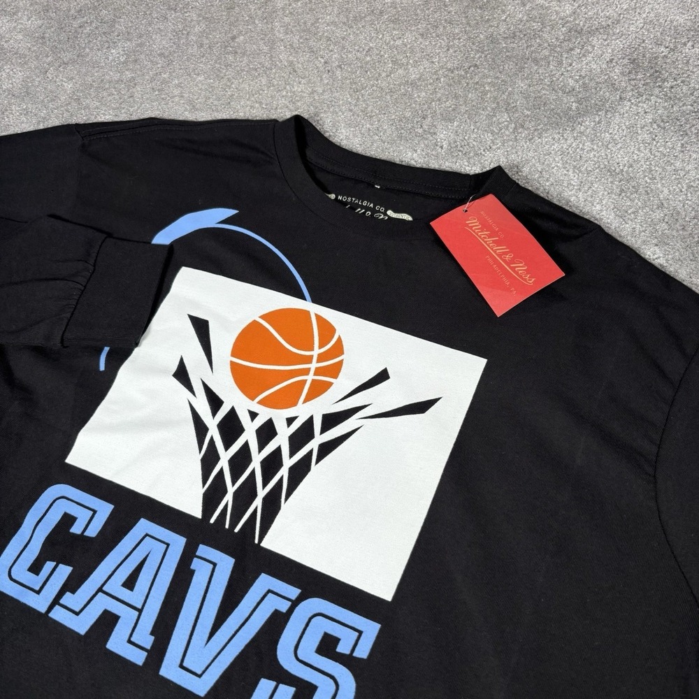 Mitchell & Ness Cleveland Cavaliers T Shirt Mens XL Black Long Sleeve Retro NWT